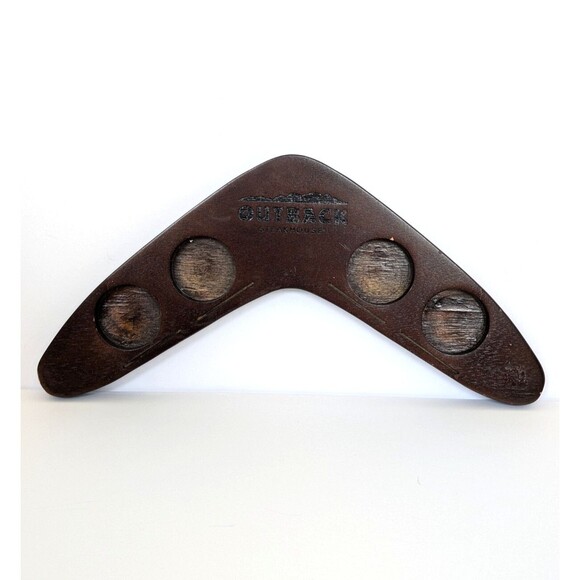 Outback Steakhouse Beer Flight Boomerang Wooden Drink Caddy 17" Bar Tray Barware - Picture 1 of 3
